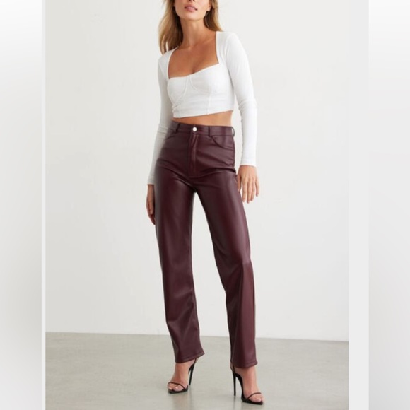 Dynamite Faux Leather Straight Pants - Picture 1 of 3